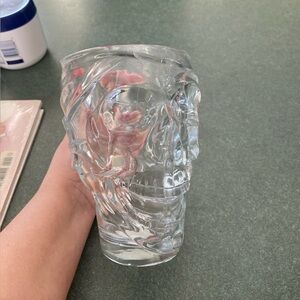 Glass skull head mug